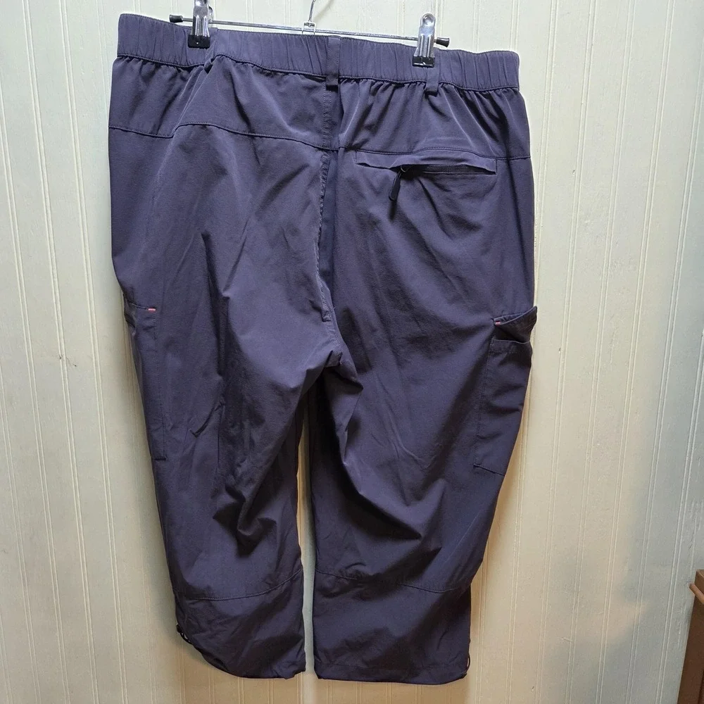 Pants Mens 34 Gray Track Nylon‎ Stretch Hiking Cargo Zip Pockets Drawcord Hem